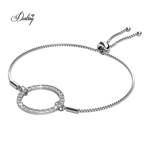 Daisini <span class=keywords><strong>Boucle</strong></span> Cercle Ruban Chaîne Curseur Bracelet Agrémenté de Cristaux <span class=keywords><strong>Swarovski</strong></span> Bracelet Plaqué Or 18k - Product Image 2