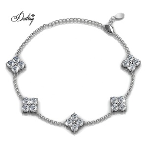 925银Daisini <span class=keywords><strong>18k</strong></span>镀金装饰施华洛世奇水晶珠宝甜美方形网球套女性珠宝 - Product Image 5