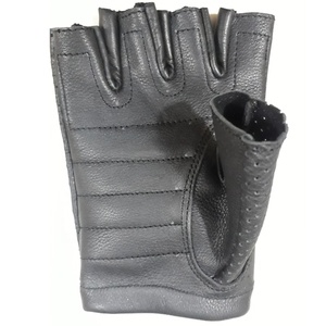 Gants de vélo unisexes mi-doigts en cuir de chèvre de haute qualité, respirants, imperméables, compatibles avec les écrans tactiles, fermeture auto-agrippante - Product Image 2
