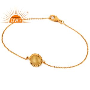 กำไลข้อมือพลอยคอรันดัมสีน้ำเงิน ชุบทองแบบอินเดีย พร้อมโซ่เงินแท้ 925 คอลเลคชั่นคลาสสิก ขายส่ง - Product Image 2