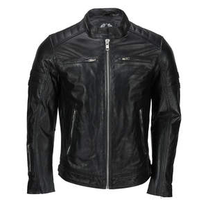 Veste en cuir de moto en peau de mouton classique originale noire coupe-vent de meilleure qualité pour hommes vêtements de sport pour motocyclistes - Product Image 4