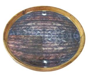 Plateau de service de nourriture personnalisé en bois rond, décoration de la maison, plateau de service de nourriture personnalisé, plateau de décoration de Table rond - Product Image 4