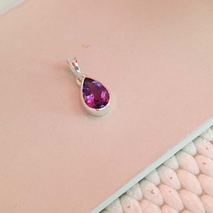 Collier fait main en argent sterling 925 avec pierres précieuses poire améthyste diamant et rubis-bijoux pendentifs pierres précieuses - Product Image 3