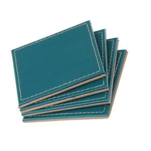 Ensemble de 4 dessous de verres en cuir véritable, de qualité supérieure, avec support pour boissons - Product Image 1