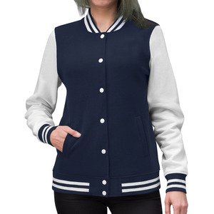Chaqueta Varsity Personalizada para Mujer, Chaqueta Bomber de Béisbol de Lana y Cuero, OEM, Impermeable, Resistente al Viento, Ecológica, al por Mayor - Product Image 3