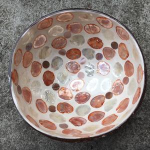 Colorful Coconut Shell Bowl Food-Safe <b>Lacquerware</b> with Animal Style Mosaic Made in Vietnam Egg-Shaped Seashell Decor - Product Image 1