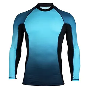 Desain Terbaru Rash Guard Pakaian Fitness Kustom Dicetak Rash Guard Polyester, Spandex, Sublimasi Rash Guard Grosir