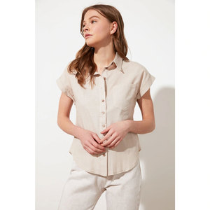 T-shirt court pour femme OEM, sublimation, manches courtes, mélange polyester/coton, col rond, style streetwear, anti-plis, séchage rapide - Product Image 4