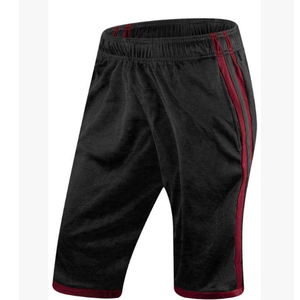 Short de basket-ball d'été à la mode pour hommes respirant à rayures contrastées taille élastique grande taille - Product Image 4