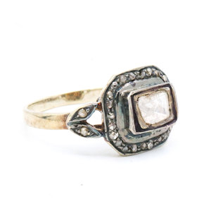 Anillo victoriano hecho a mano cuadrado Polki diamante piedra preciosa 925 sólido esterlina IGI certificado boda fiesta joyería bisel ajuste - Product Image 1