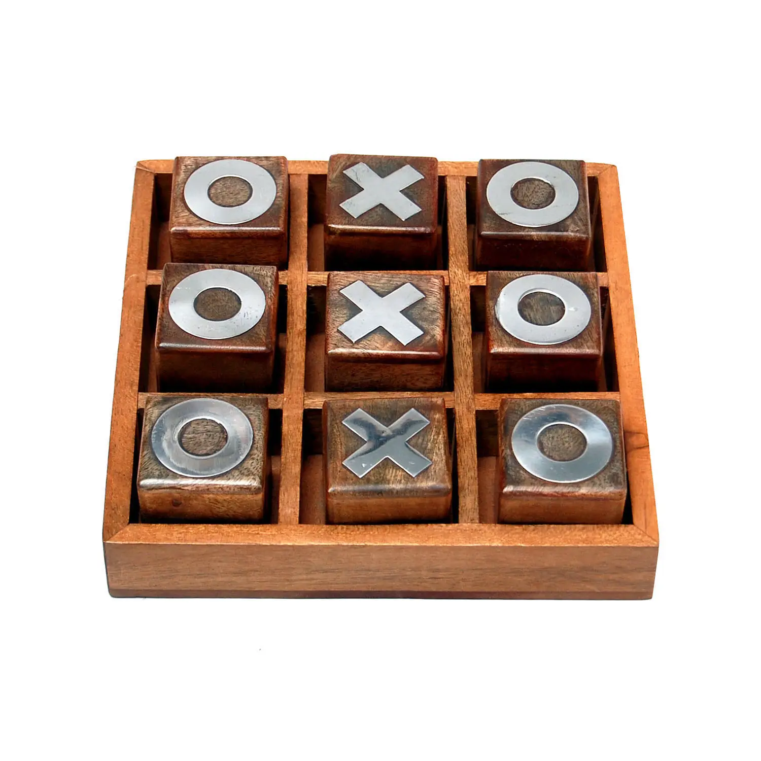 Jogo de tabuleiro de brinquedo de madeira, jogo de tabuleiro divertido tic-tac-toe, jogo de tabuleiro ox, quebra-cabeça de madeira, jogo educacional dentro e fora