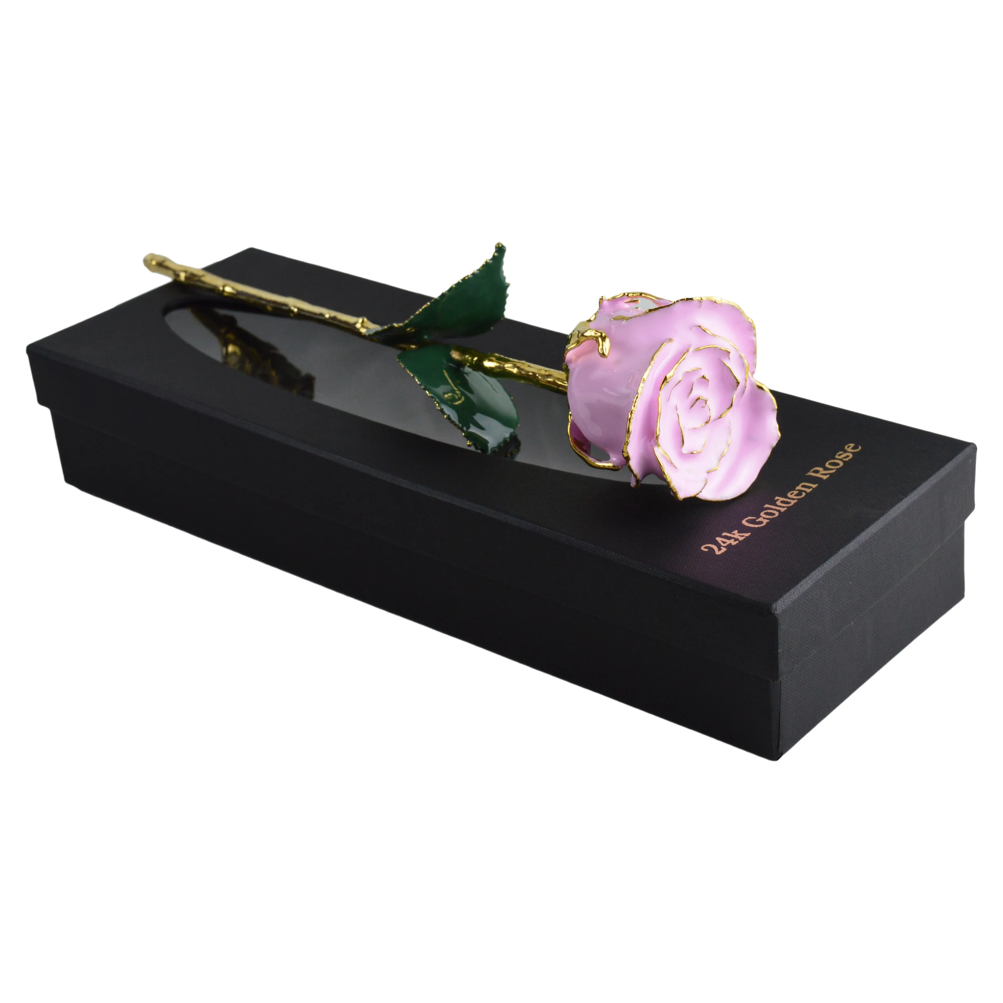 Лучший навсегда роза с несколькими цветной отделкой и 24k золотой каймой дизайн слоем настоящего розового и черного цвета, упаковка коробки дизайн