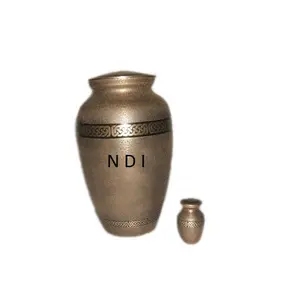 Brass Metal Cremation Urns Antique Bronze Finishing Handmade Decorative Funeral Supplies Adult Ashes Supplier By India