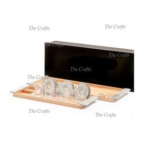 ถาดเสิร์ฟขนมหวานดีไซน์สวยงาม ทำจากอะคริลิค พร้อมด้ามจับไม้และที่รองแก้ว - Product Image 5