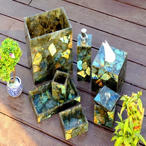 Natural Labradorite Crystal <b>bathroom</b> <b>set</b> Gemstone <b>Accessories</b> Polished Stone <b>Set</b> Bulk Wholesale Supplier Gift Item - Product Image 4