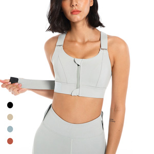 Sujetador deportivo de alto impacto para mujer, Sujetador deportivo con cremallera frontal ajustable, sujetador de gimnasio a prueba de golpes de talla grande - Product Image 1