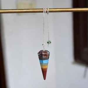 Péndulo de radiestesia facetado de siete Chakras de la mejor calidad, elegante Bola de piedras preciosas de ágata pulida en estilo Feng Shui para la curación - Product Image 3