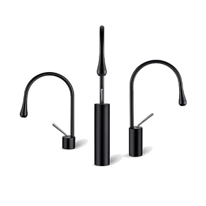 <span class=keywords><strong>Robinet</strong></span> de lavabo <span class=keywords><strong>noir</strong></span> moderne de luxe en laiton, à montage sur plan, monotrou, avec cartouche céramique - Product Image 6