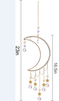 Attrape-soleil en forme de lune fait main avec cristaux religieux de guérison, pendentifs en chaîne de cristaux dorés, décoration d'intérieur