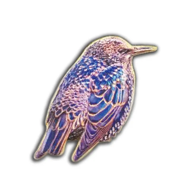 Custom metal 3D logo lapel pin badge bird digital printing