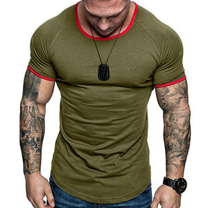 Camiseta de manga corta con dobladillo curvado para hombre, camiseta ajustada para gimnasio, camisetas con estampado de logotipo personalizado - Product Image 1