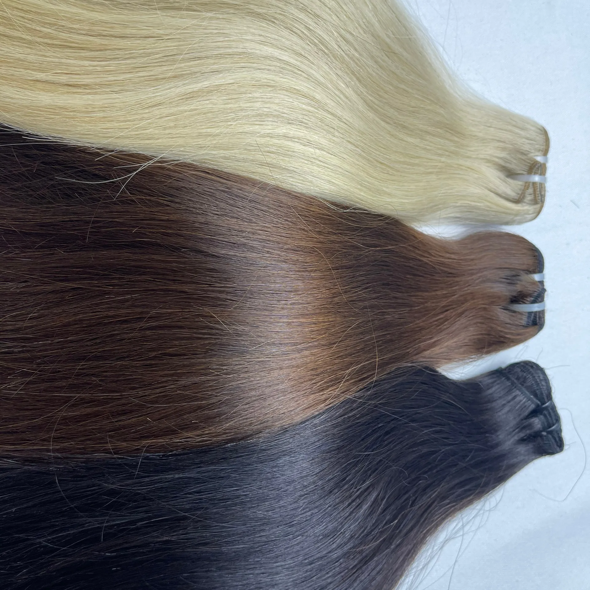 Wholesale good hair quality color weft bundles Vietnam Human hair extensions hot trend blond hair red wine honey brown