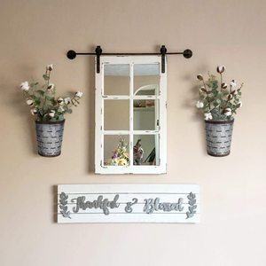 Set of 2 Galvanized Metal <b>Wall</b> Buckets in Unique Design Perfect for Hanging Vase Planters and Stylish Home <b>Decor</b> Enhancements - Product Image 2