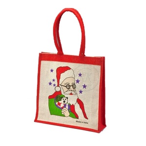 Nuevas bolsas de comestibles reutilizables ecológicas con asa impermeable, bolsa de embalaje de yute portátil, diseño serigrafiado - Product Image 5