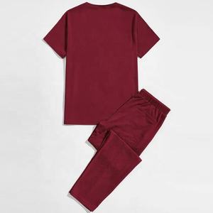 Conjunto de dos piezas de poliéster y algodón para hombre, camiseta y pantalones cortos, chándal corto, moda de verano - Product Image 2