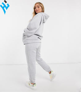 Survêtement de Fitness en molleton pour femmes, ensemble 2 pièces, vêtements OEM, couleur gris uni, personnalisé, de haute qualité, nouveau Design, 2020 - Product Image 2