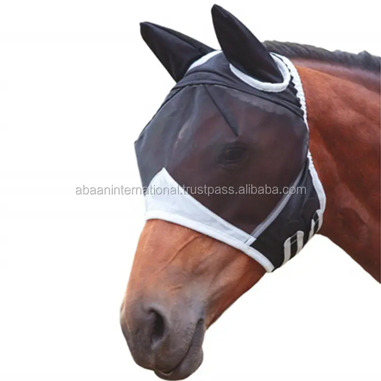 High Quality Horse Soft Comfortable Anti-mosquito Summer Fly Mask Breathable See- Through Mesh Horse Fly Mask with Ears