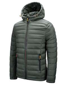 Wholesale Customized Plus Size Men's <b>Waterproof</b> Zipper Puffer Bomber <b>Jacket</b> <b>Winter</b> with Pocket & OEM Logo Bubble - Product Image 4