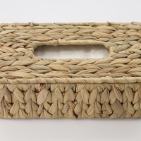 Funda de caja de pañuelos rectangular hecha a mano de jacinto de agua, ecológica, superventas, accesorio de mesa al por mayor para baño y dormitorio