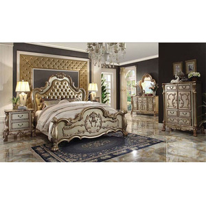 Impresionante italiano muebles de dormitorio fabricante hecho a mano de teca maciza muebles de dormitorio de madera de oro acabado de madera dormitorio - Product Image 1