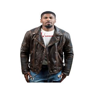 Veste en cuir PU pour homme, style bombardier d'hiver, marron, col rabattu, avec longues fermetures éclair - Product Image 4