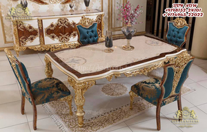Conjunto de muebles de comedor de diseño italiano tallado pesado, mobiliario elegante de colección real, conjunto de mesa de comedor - Product Image 2