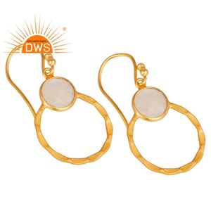 Boucles d'oreilles en pierre de lune, plaquées or 18 carats, bijoux en argent 925, boucles d'oreilles pendantes de créateur, fournisseur de bijoux - Product Image 2