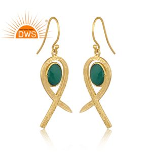 ต่างหูเงินแท้ 925 ประดับพลอยออนิกซ์สีเขียวธรรมชาติ ดีไซน์แบบปม  ผู้จำหน่ายเครื่องประดับ - Product Image 2