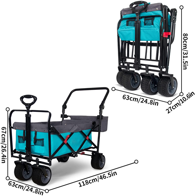 All Terrain Wide Wheel Collapsible Garden Utility Folding Wagon