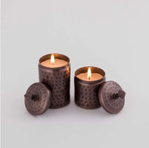 Portavelas Vintage de cobre mate para decoración de bodas, portavelas Vintage de lujo con luz de té, jarra de vela antigua - Product Image 1