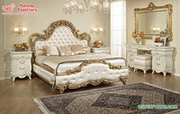 Lit en teck sculpté à la feuille d'or de luxe, ensemble de meubles modernes de style royal, taille personnalisée, DSTEXPORTS, OEM disponible, emballage sécurisé