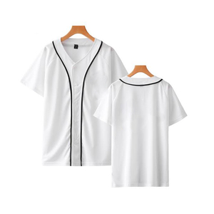 Camisetas de algodón blanco Camisetas de béisbol de manga corta con cuello en V Ropa deportiva transpirable - Product Image 1