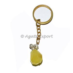 Porte-clés roulé à facettes en onyx jaune pierres de poche de guérison gravées - Product Image 2