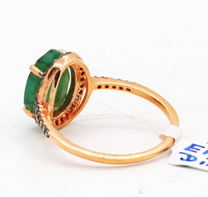 Esmeralda natural y piedras preciosas de diamante 925 plata esterlina sólida chapada en oro anillos de mujer hechos a mano joyería para venta al por mayor - Product Image 3