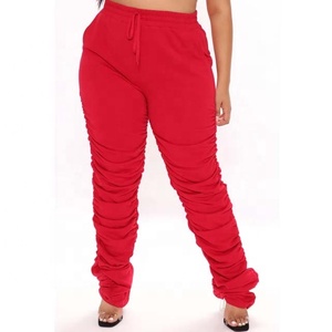 PIHA SPORTS Pantalon de survêtement empilé pour femme, design personnalisé avec logo, collection été 2026, en molleton, avec cordon de serrage, taille mi-haute, respirant, écologique, coupe ample - Product Image 5