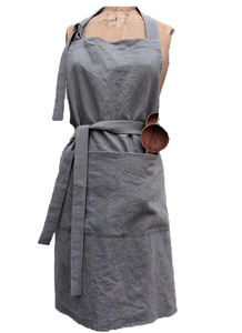 Delantal largo sin mangas de carbón de lino Premium 100%, accesorio de cocina reutilizable de alta calidad para Cocinar en casa, lavable - Product Image 2