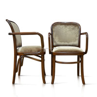 Fauteuil THONET HOFFMAN en bois massif pour la maison, chaise de salle à manger rembourrée en velours écrasé