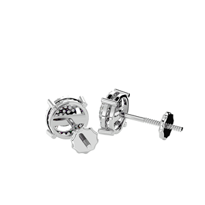 Pendientes de Oro de 14K con Racimo de Diamantes Redondos |   Pendientes de tuerca seguros con cierre de rosca para mujer, disponibles en oro amarillo, blanco y oro rosa, joyería fina - Product Image 4