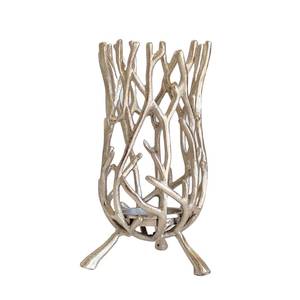 Portavelas de metal con asta de plata rústica hecha a mano para decoraciones navideñas para el hogar - Product Image 1
