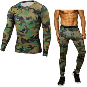 Ensemble de compression sportive pour hommes pour la course à pied, la gym, la musculation, l'entraînement - Pantalon et chemise légers en polyester/coton - Product Image 4